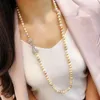 New hand knotted 90cm long 8mm gray color shell pearl necklace sweater chain zircon accessories