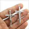 Partihandel Lot 50st Retro Style Jesus Cross Smycken Göra DIY Antika Silver Berlocker Hängen för örhängen Armband Halsband 43*23mm