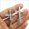 Whole Lot 50pcs Retro Style Jesus Cross Jewelry Making DIY Antique Silver Charms Pendants For Earring Bracelet Necklace 43 23m300R