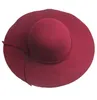 Engeland Stijl Bowknot Cap Retro Dames Vrouwen Outdoor Sun Hat Wol Felt Fedora Floppy Cloche Brede Bravel Hat Bowknot Cap K470