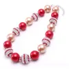 Großhandel Rot + Gold Farbe Kid Chunky Halskette Schmuck Neueste Weihnachtsgeschenk Bubblegum Perlen Chunky Halskette Für Kinder Mädchen