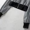 Womens Reflective Jacket Long Sleeved Thin Bomber Punk Style Rockroll Chic Shining Coat Zipper Outwear 20211