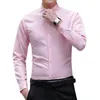 Mens Long Sleeve Shirt Fashion white Casual Solid color Fashion Business Design Fabric Soft Comfortable Men Business Dress Slim