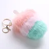 Multi-color Newest Fur Pom Pom Ice Cream Keychain Popsicle Key Chain pompom Creative Fur Ball Key Ring llaveros chaveiros gift