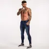 Gingtto jean slim pour hommes jean en détresse hommes bande conception ruban mode cheville serré léger coton Stretch jean zm22