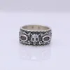 S925 Retro Sterling Silver Inlaid Tiger Head Ring Trend Hip Hop Men and Women Par Jewelry Gift222x