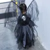 女の子スケルトンヴァンパイアスカートハロウィーンの羽吸血鬼の衣装スカートスカート+翼2個/セットガールプリンセスドレススカルドレス子供服m189