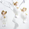 Ornements de poupée d'ange en peluche de Noël poupée de Posture suspendue en peluche argentée avec décoration de bonhomme de neige couronne dorée pour la maison de Noël