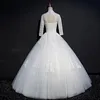 Vintage alto pescoço vestido de casamento vestidos de casamento com laço apliques 2019 mangas compridas vestidos de casamento sem encosto