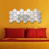 12Pcs Regular Hexagon Honeycomb Decorative 3D Mirror Wall Stickers Living Room Bedroom Poster Home Decor Room Decoration2968447