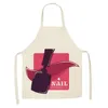 Nail Polish Printed Aprons Pink Nail Polish Sleeveless Cotton Linen Aprons Adult Child Home Kitchen Aprons