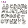 10 stks Zilver A-T Alfabet Brief Drijvende Charm Initiële medaillon Charms Hangers voor drijvende medaillon DIY Charm LSFC113