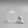 10 20 30 ml kvadrat glas droppflaska med ögonpipett Tom frost aromaterapi eteriska oljor flaska behållare
