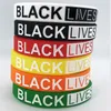 6 цветов Черные браслеты Lives Matter Силиконовый ремешок на запястье Браслет с буквенным принтом Резиновые браслеты Браслет в пользу вечеринки Весь JJ62907235