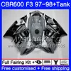 Bodys + серый черный резервуар для HONDA CBR600FS CBR 600F3 CBR 600 F3 FS 97 98 290HM.32 CBR600RR CBR600F3 1997 1998 CBR600 F3 97 98 обтекатель