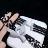 New style 4strands black agate white freshwater pearl necklace micro inlay zircon accessories long 45-53cm fashion jewelry