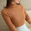 Women Turtleneck Solid Sweaters Winter Spring Long Sleeve Pullovers Tops Femme Clothing
