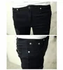 Мужские джинсы мужчины Джинс 2022 Осень мытье колена царапанное отверстие для черного повседневной тонкой подгонки сорванные карандашные брюки размер M-XXL1