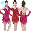 Sequined Latin Dance Costume Dress Draze Performance Show Sparkle Fringe Dress для бальной сальсы Rumba Dance Party Competition1204W