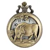 Antico vintage 3D dodici zodiaco cinese animale orologio da uomo donna quarzo tasca orologi display analogico orologio catena maglione collo regalo