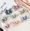 2020 New Mesh Butterfly Hårklipp för kvinnor Flickor Prinsessan Eleganta Pärlor Hårstift Vit Bangs Hårband Hårtillbehör