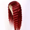 Parrucche anteriori in pizzo per capelli umani con onda profonda 13x4 di colore rosso pre pizzicato con capelli per bambini Remy brasiliano in pizzo trasparente4147650