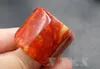 Height about 25-30 mm, inner diameter is about 23mm Factory wholesale Fine red chicken blood jade finger male men's bloodstone ring