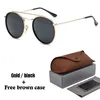 Brand Designer Round Metal Sunglasses Men Women Steampunk Fashion Glasses Retro Vintage Sun glasses with cases and box2157443