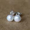 Fashion-Wedding 4-5-6-7 mm 100% Natural Freshwater Pearl Earrings Jewelry 925 Sterling Silver Brincos Zircon Stud Earrings For Women