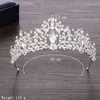 Baroque Crins Crystal Tiara Cround Rhinestone Свадебные аксессуары для волос Bridal Crown Diadem Hair Ornaments Prond Свадебный головной убор