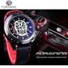 ForSining Sport Clock Skull Skeleton Black Red Watches Men's Automatic Wates Top Brand Luxury Luminous Design Water Resistant