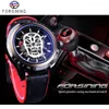 Forsining Sport Horloge Crâne Squelette Noir Rouge Montres Hommes Montres Automatiques Top Marque De Luxe Design Lumineux Résistant À L'eau