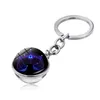 12 Zodiac Signs Keychain Fashion Metal Double Side Glass Ball Nyckel Kedjehållare Par Keyring Ringar Gåvor Constellation Smycken Tillbehör