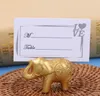 100 stks Golden Gold Lucky Elephant Place Card Houder Houders Naam Nummer Tafel Plaats Bruiloft Gunst Gift Unieke Party Gunsten SN2060