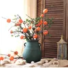 Simulatie Bloemplant Vines Tak 6 Fruit Persimmon Fruit Bloemvorm Berry Home Decoratie Accessoires Fake Plants