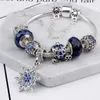 Pandor Beaded Charm Bracelets Crystal Beads Strands Blue Sky Snowflake Pumpkin Cart Pendant Bangle Women Christmas Gifts Jewelry for Girls