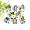 Tournesol en pot plante métal émail broches mode dessin animé Cactus Badges broche mignon sac à dos manteau épinglettes bijoux accessoires