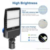 LED Shoebox Parking Lot Lights 100W 150W 200W IP66 Waterproof Outdoor Street Pole Lights with free Photocell sensor auto on off