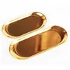 Vassoio portaoggetti in metallo Piatto da frutta punteggiato ovale dorato Piccoli oggetti Vassoio per gioielli Specchio