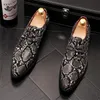 Sapatos de couro dos homens de pele de cobra imprime homens de negócios vestido estilo clássico preto lace up dedo apontado sapatos para homens sapatos oxford