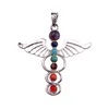 Mélange d'énergie 7 perles de résine Chakra Point de guérison pendentif collier Yoga Reiki meilleur cadeau