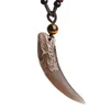 Natural Stone Black And Ice Obsidian Pendant Necklace Wolf Tooth Amulets And Talismans Couple Necklace For Women And Men