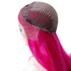 Partie centrale Perruque liée à la main Rose Rouge Couleur Droit Droite Résistant À La Chaleur Cheveux Cosplay Drag Queen Glueless Synthétique Avant de Lacet Perruques Y190717