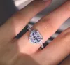 Diamentowe pierścionki w kształcie serca dla kobiet sier ślub zaręczyn biżuteria sześcienna cyrkonowa kamień elegancki pierścień akcesoria