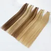 top grade Tape in hair extensions 40pcs / pack remy hair skin weft colors blonde Double Sides Adhesive brazilian indian human hair