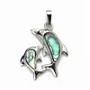 Silver Tone Mother and Playful Baby Dolphins Natural Abalone Shell Pendent Beach Inspired Jewelry 10 Pieces