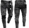 2019 spring and summer hot sale new men's skinny jeans snowflake casual Slim zipper pants men's jeans