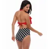 9styles kvinnor midja polka dot bikini sexig utskrift baddräkt sommar strandkläder lotus blad blommig bh sätta baddräkt baddräkt ljja357