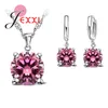 JEXXI 925 Set di gioielli in argento sterling 4 artigli Cubic Zirconia CZ Collana con ciondolo Orecchino Gioielli di moda per le donne SET