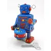 Robot à remonter rétro en fer blanc, peut marcher sur le tambour, jouet mécanique, ornement nostalgique, pour anniversaire d'enfant, cadeaux de Noël pour garçon, collection, 2-1